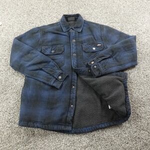 Dickies Jacket Mens S Blue Sherpa Lined Flannel Shirt Heavy Shacket Work Coat